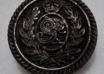 Guzik na stopce, Herb, liść laurowy, korona, 20x7mm, nr.1 (Kolekcje)