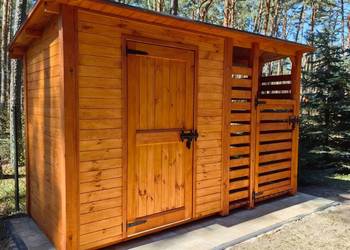 Domek narzędziowy ogrodowy z zamykaną drewutnią 3,5 x 1,5m z dachem prostym