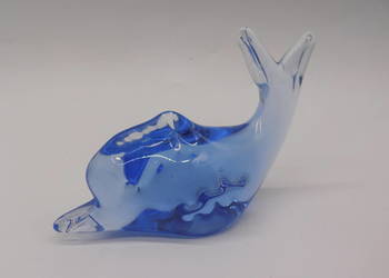 Szklana Figurka Delfin / Wieloryb – Szkło Artystyczne Vintage