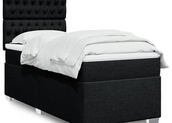 Łóżko kontynentalne z materacem czarne tkanina 90x190 cm WM-3292652