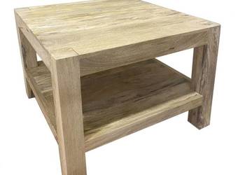 Kwadratowy duży stolik drewniany z półką 80x80 z mango