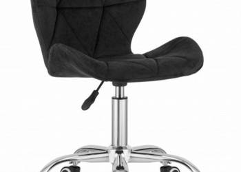 Krzesło obrotowe biurowe z szerokim oparciem welur aksamit czarne