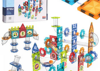 Klocki magnetyczne kontrukcyjne 3D tor kulkowy kulodrom 113 elementów