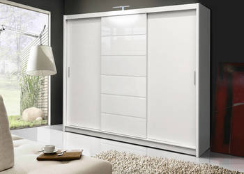Szafa przesuwna z oświetleniem Malibu 250x215x61 (biała lub dąb sonoma)
