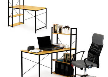 Biurko komputerowe drewniane regał z półkami loft