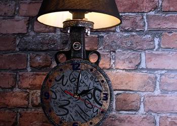Lampa z zegarem Industrial Loft Patyna