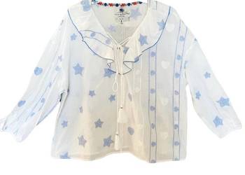 KOSZULA GWIAZDKI BLUZKA BOHO FRĘDZLE OVERSIZE