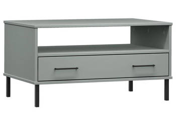 Stolik kawowy OSLO metalowe nóżki szary 85x50x45 cm drewno WM-351034