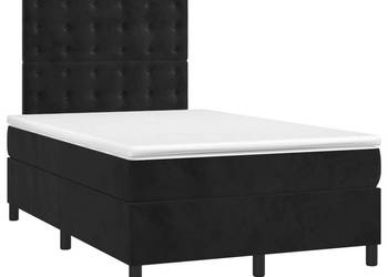 Łóżko z Materacem Kontynentalne Czarne Aksamit LED 120x200cm WM-3136355