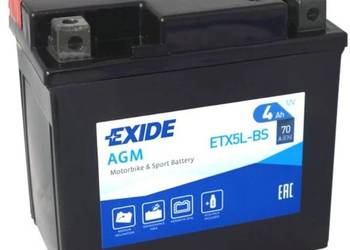 Akumulator motocyklowy 12V 4Ah 70A EXIDE ETX5L-BS YTX5L-BS