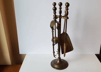 Stary mosiężny zestaw kominkowy, mosiądz