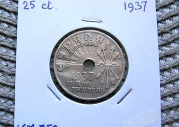 Hiszpania 25 Centawos 1937r - Ładna
