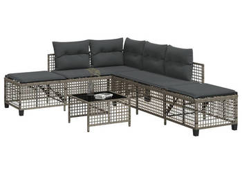3-cz. narożna sofa ogrodowa z poduszkami szara polirattan WM-365446