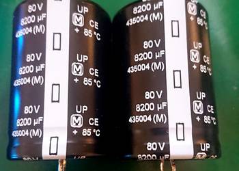 2x Kondensator Panasonic Matsushita 8200uF 80V Audio Snap-In 35 x 50mm