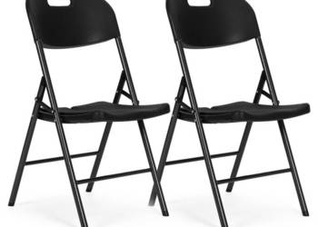 Komplet 2 krzeseł składanych zestaw cateringowy metal HDPE czarne ModernHo…