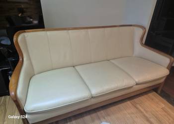 SOFA,KANAPA SKÓRA POŁĄCZONA Z DREWNEM. WYMIARY