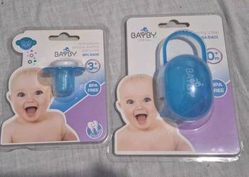 Smoczek Ortodontyczny Silikonowy z osłonką 3m+ + Pokrowiec na smoczek