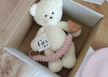 Zestaw handmade miś zawieszka do smoczka