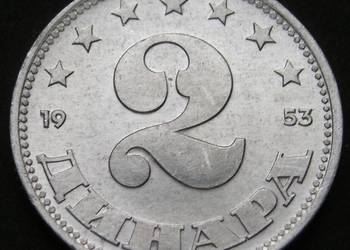 JUGOSŁAWIA 2 DINARY 1953 - STAN 1/2