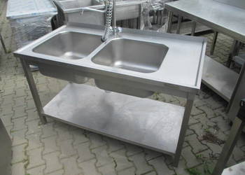 Zlew Gastronomiczny 2 Komorowy Z Półką Oraz Baterią 140/70/85