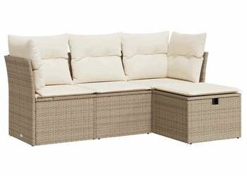 vidaXL 4-cz. zestaw mebli ogrodowych z poduszkami, beżowy(SKU:3325254)