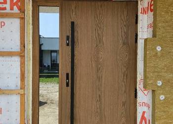 ++ Drzwi Zewnętrzne Wejściowe Drewniane CZARNE KLASYCZNE ++