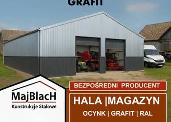 DWUKOLOROWY Ocynk+Grafit - Garaż Blaszany Dwuspadowy| Hala – Maj-BlacH