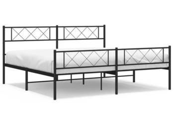 Łóżko Metalowe Czarne Rama Łóżka Ze Stelażem 193x203cm WM-372301