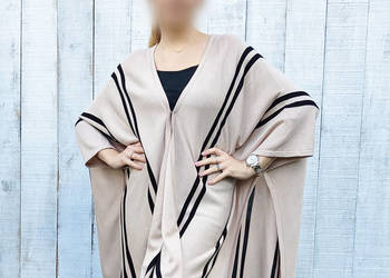 Poncho beżowe brązowe H&M narzutka sweter oversize ponczo cz