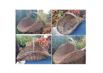 kosz wiklinowy duży na drewno wyposażene rekwizyt na grzyby do kwiatów