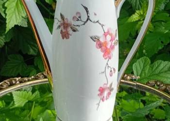 Dzban w kwiaty złocony z bawarskiej porcelany