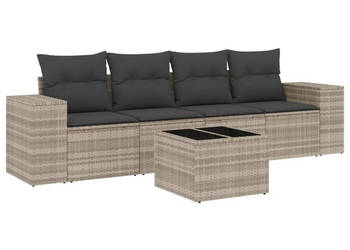 5-cz. zestaw mebli do ogrodu poduszki jasnoszary rattan PE WM-3222291