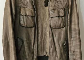 Kurtka Armani skórzana L EA7 poszewka atłasowa piękna skóra cielęca
