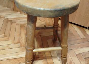 Taboret z prawdziwego drewna, 46 cm wysokości, 31 cm średnicy