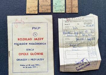 Oryginalny zestaw PKP PRL – rozkład jazdy Opole Główne 1978/79 + bilety