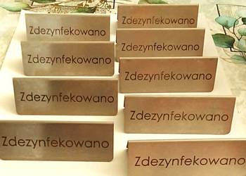 Nierdzewna tabliczka "Zdezynfekowano" Ekspozytor szer. 12cm Stalgast 486026