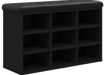 Ławka na buty czarna 82x32x50 cm materiał drewnopochodny WM-835104
