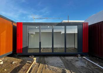 KONTENER PAWILON HANDLOWY BIUROWY MIESZKALNY Z WITRYNAMI 3X6