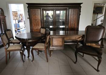 Duży komplet mebli gabinetowych, dębowe, z początku XX wieku (nr 9150)