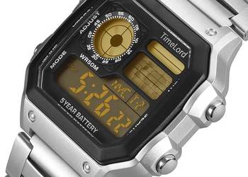 Zegarek elektroniczny na bransolecie jak CASIO MAPKA srebrny
