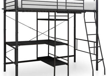 Rama łóżka piętrowego z biurkiem czarna metalowa 90 x 200 cm WM-287907