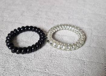 gumka gumki do włosów sprężynka 2szt zestaw czarna srebrna