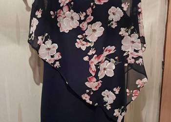 Sukienka granatowa z narzutką w kwiaty, „Cedar”, rozm. L, do sprzedania