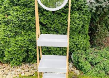 Regał bambusowy drabinka z półkami i lustrem