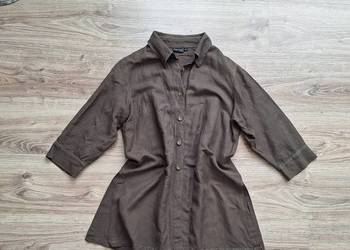 Piękna oliwkowa koszula z rękawem 3/4 khaki len wiskoza Blue Seven 42