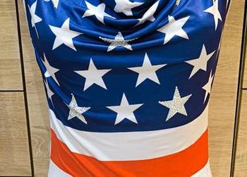 Bluzka top topik flaga USA gwiazdy cekiny