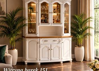 Witryna Barek 151` Stylowy Kredens Prowansalski Blat Dąb BEKAS Producent