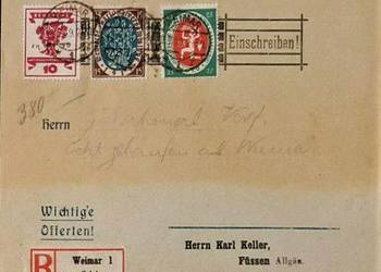 NIEMCY 1919 -koperta polecona. GRATIS WYSYŁKA!