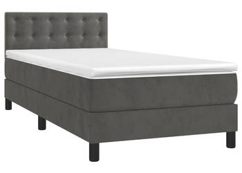 Łóżko kontynentalne z materacem i LED szary aksamit 80x200 cm WM-3134610