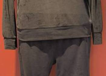 Fajny welur dres komplet damski czekolada